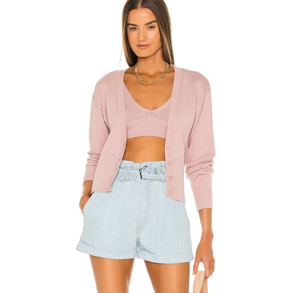 Rib Cardigan & Bralette Set